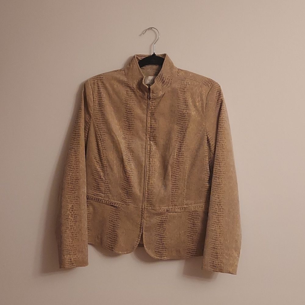 Erin London Vintage faux snakeskin zip up structured jacket
